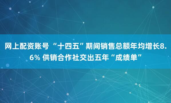 网上配资账号 “十四五”期间销售总额年均增长8.6% 供销合作社交出五年“成绩单”